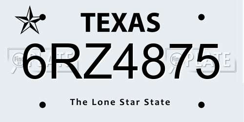 6RZ4875 Texas License Plate
