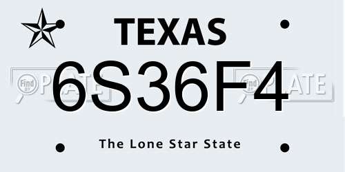 6S36F4 Texas License Plate