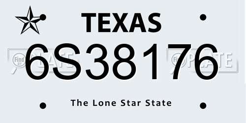 6S38176 Texas License Plate