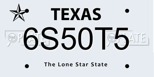 6S50T5 Texas License Plate