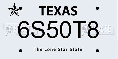 6S50T8 Texas License Plate