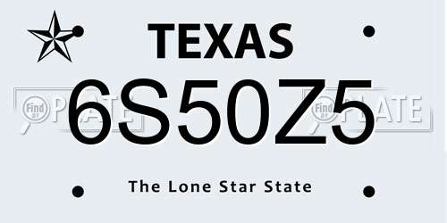 6S50Z5 Texas License Plate