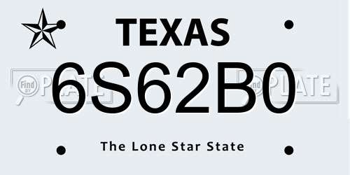 6S62B0 Texas License Plate