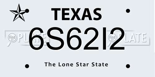 6S62I2 Texas License Plate
