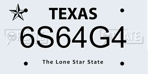 6S64G4 Texas License Plate