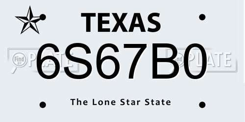 6S67B0 Texas License Plate