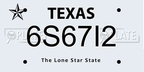 6S67I2 Texas License Plate