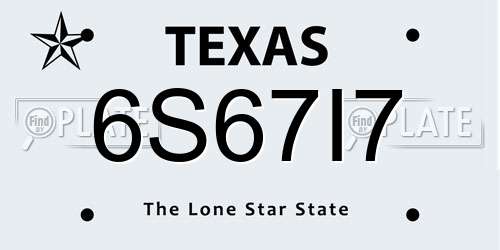 6S67I7 Texas License Plate