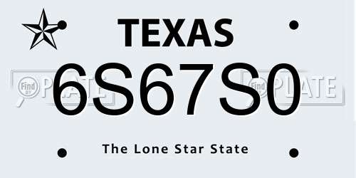 6S67S0 Texas License Plate