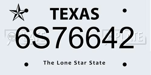 6S76642 Texas License Plate