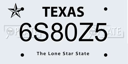 6S80Z5 Texas License Plate