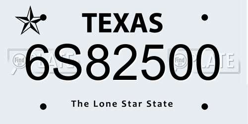 6S82500 Texas License Plate