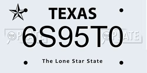 6S95T0 Texas License Plate