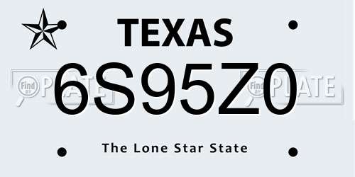 6S95Z0 Texas License Plate