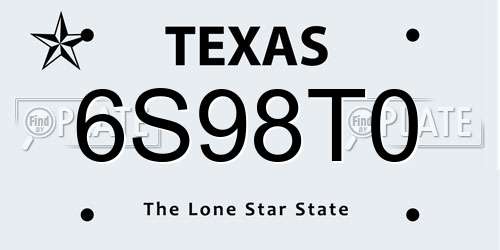 6S98T0 Texas License Plate
