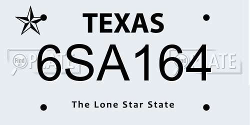 6SA164 Texas License Plate