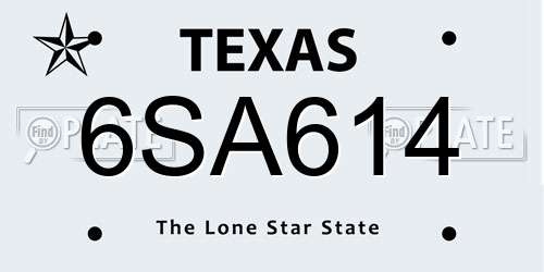 6SA614 Texas License Plate