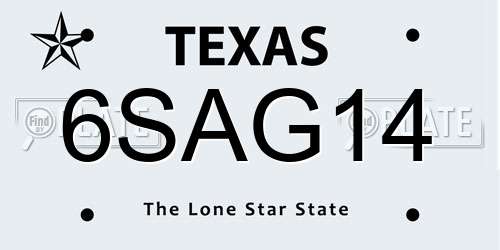 6SAG14 Texas License Plate