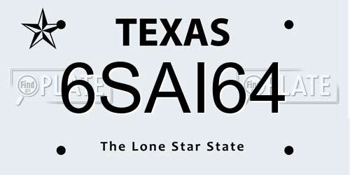 6SAI64 Texas License Plate