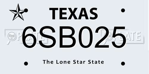 6SB025 Texas License Plate