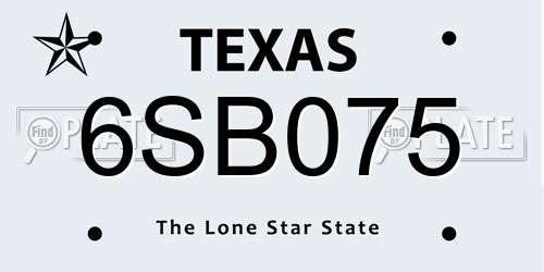 6SB075 Texas License Plate