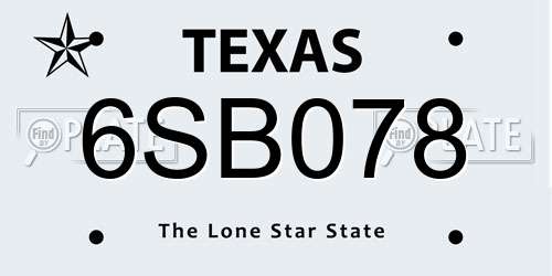 6SB078 Texas License Plate