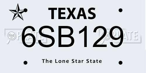 6SB129 Texas License Plate