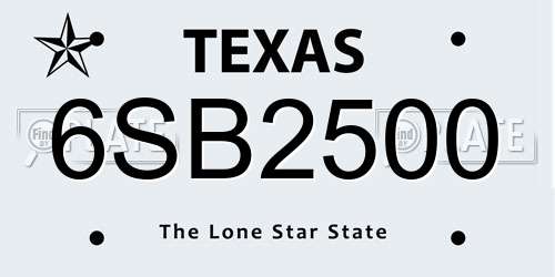 6SB2500 Texas License Plate