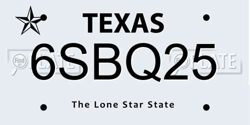 6SBQ25 Texas License Plate