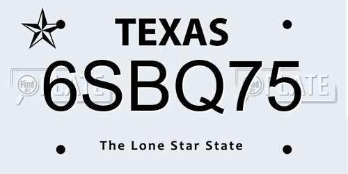 6SBQ75 Texas License Plate