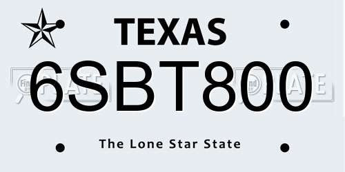 6SBT800 Texas License Plate