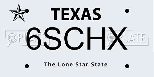 6SCHX Texas License Plate