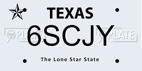 6SCJY Texas License Plate