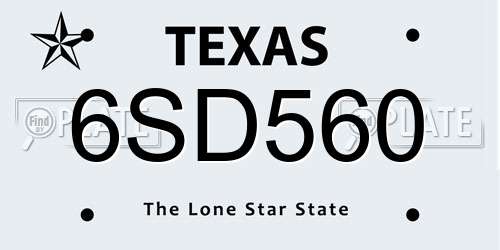 6SD560 Texas License Plate