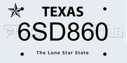 6SD860 Texas License Plate