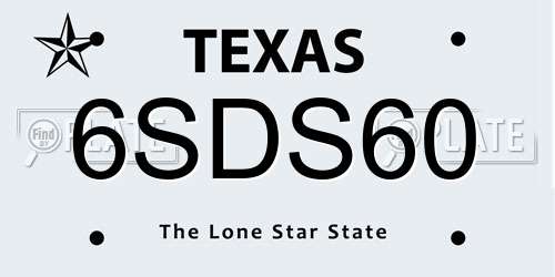 6SDS60 Texas License Plate