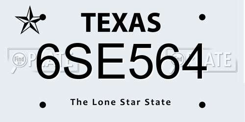 6SE564 Texas License Plate
