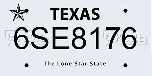 6SE8176 Texas License Plate