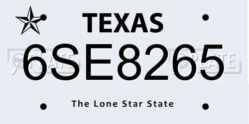 6SE8265 Texas License Plate