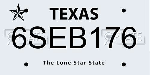 6SEB176 Texas License Plate