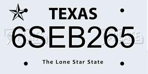 6SEB265 Texas License Plate