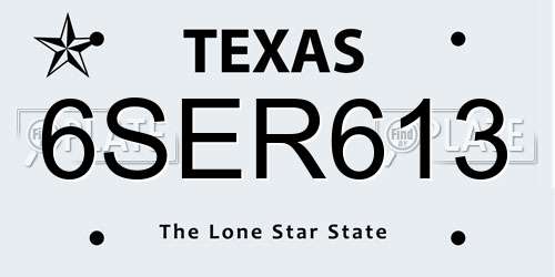 6SER613 Texas License Plate