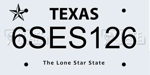 6SES126 Texas License Plate