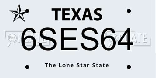 6SES64 Texas License Plate