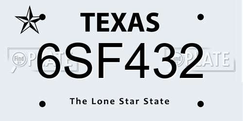 6SF432 Texas License Plate
