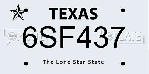 6SF437 Texas License Plate