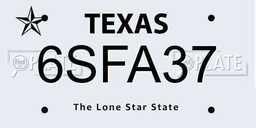 6SFA37 Texas License Plate