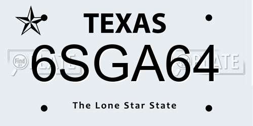 6SGA64 Texas License Plate