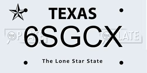 6SGCX Texas License Plate