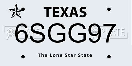 6SGG97 Texas License Plate